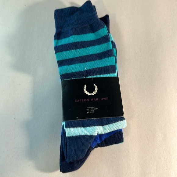 NWT Easton Marlowe Set of 2 Fine Cotton Striped Socks - Picture 2 of 5